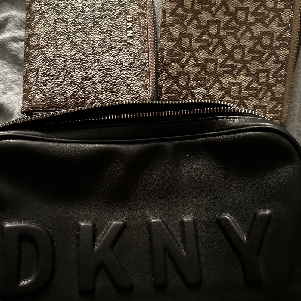 DKNY crossbody purse, small wallet, and coin purse.